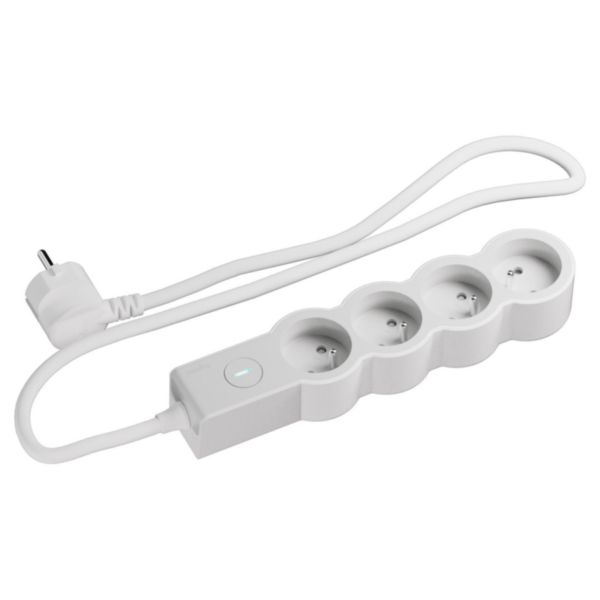 Rallonge multiprise 4 prises avec interrupteur avec cordon 1,5m - Blanc/Gris