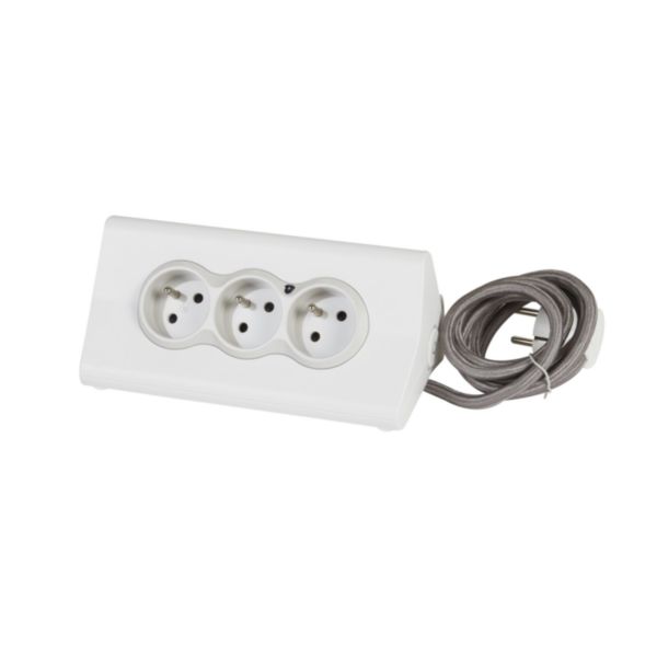 Rallonge multiprise avec 3 prises 2P+T , 2 prises USB Type-A , interrupteur , support tablette et cordon 1,5m - blanc et gris: th_LG-050410-WEB-L.jpg