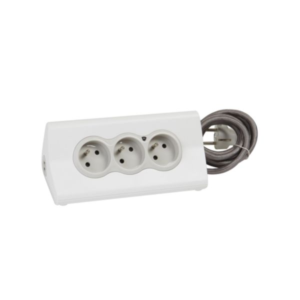 Rallonge multiprise avec 3 prises avec terre , 2 prises USB Type-A , interrupteur , support tablette et cordon 1,5m - blanc et gris: th_LG-050410-WEB-R.jpg