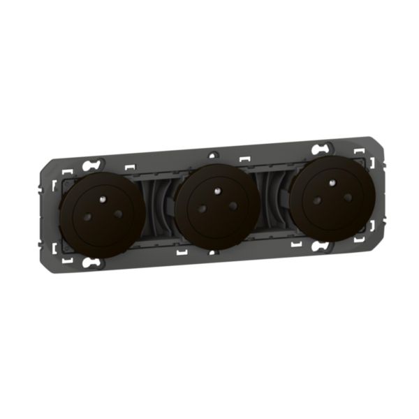 Triple prise de courant 2P+T Surface dooxie 16A précâblées finition noir - emballage blister