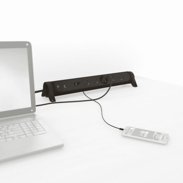 Legrand - Rallonge multiprise rotative avec 3 prises de courant Surface ,  parafoudre et USB Type-A+ Type-C - blanc et gris foncé : :  High-Tech