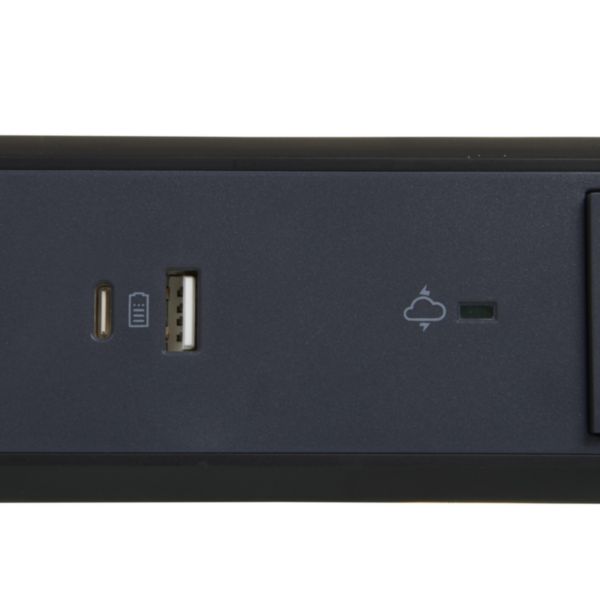 Rallonge multiprise rotative avec 5 prises Surface , interrupteur ,  parafoudre , USB Type-A+ Type-C et cordon 1,5m - blanc / gris foncé -  particulier