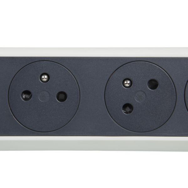 Rallonge multiprise rotative avec 5 prises de courant Surface , interrupteur et cordon 3m - blanc et gris foncé