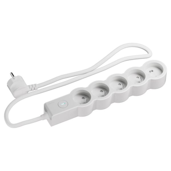 Rallonge multiprise 5 x 2P+T 16A 230V-3680W avec interrupteur ON/OFF - cordon 1,5m - Blanc