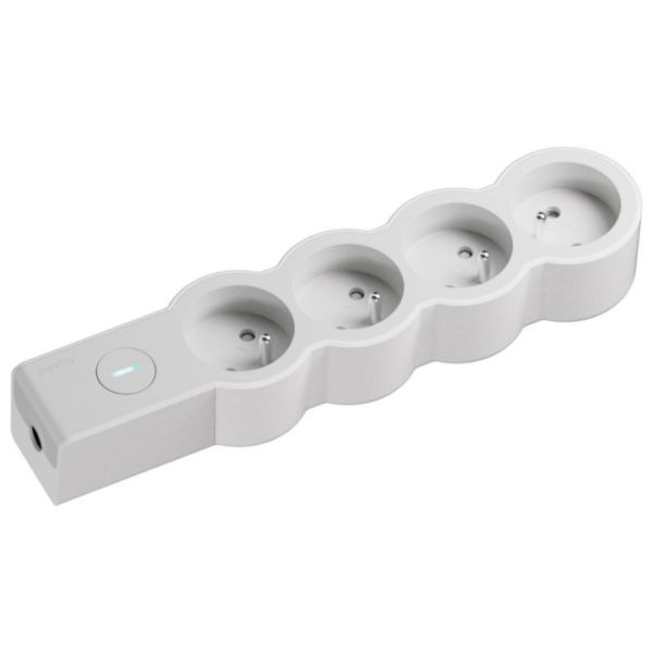 Rallonge multiprise 4 x 2P+T 16A 230V-3680W avec interrupteur ON/OFF - à câbler - Blanc