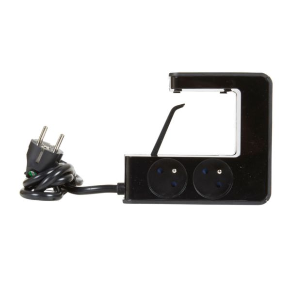 050412 Rallonge multiprise clipsable avec 4 prises 2P+T , 2 prises USB Type-A  , interrupteur lumineux et cordon 1,5m - noir - professionnel
