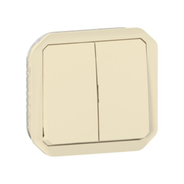 Commande double étanche pour réaliser 3 fonctions Plexo IP55 IK08 avec enjoliveur finition sable