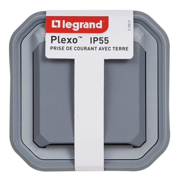 Legrand 069849, Sortie de câbles étanche avec bornier Plexo complet IP55  encastré - gris