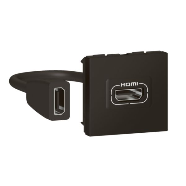 Prise HDMI Type-A version 2.0 préconnectorisée Mosaic 2 modules - blanc -  Le Temps des Travaux