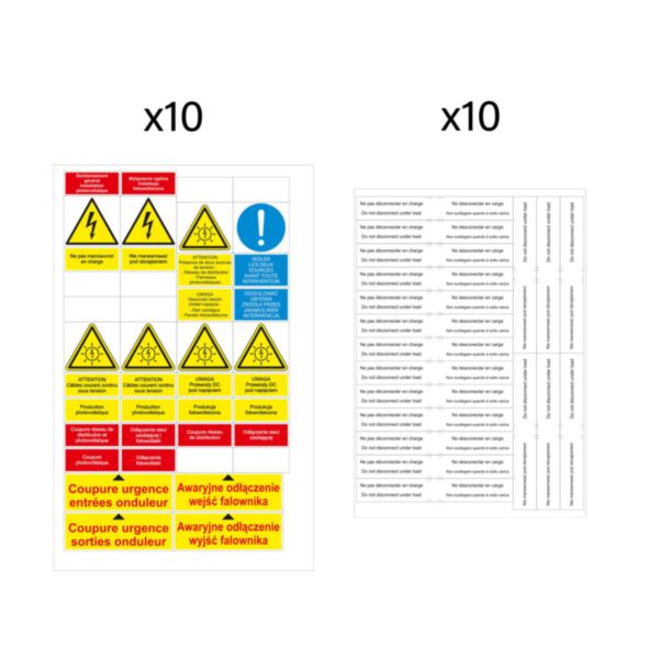 Plaquettes signalétiques PV³ pour installation photovoltaïque par lot de 10