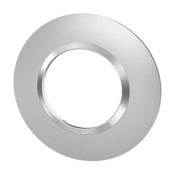 Plaque de finition ronde dooxie 1 poste finition effet aluminium mat avec bague effet chrome