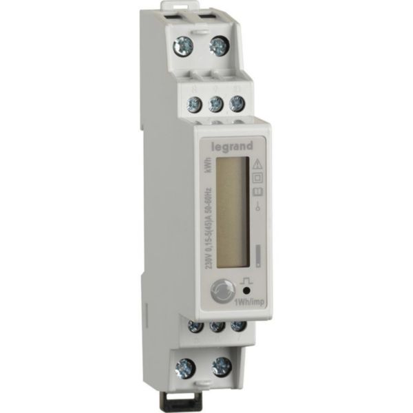 Compteur d'énergie monophasé - EMDX³ - 5A - 45A 230V affichage rétroéclairé - 1 module - MID certifié