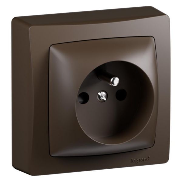 Prise de courant avec terre saillie - Les Apparents - bornes auto - Complet Marron
