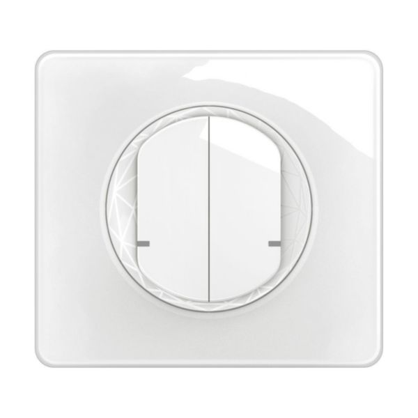 Commande double sans fils pour interrupteur connecté ou prise connectée Céliane with Netatmo avec plaque - Blanc