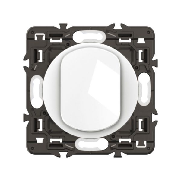 Interrupteur ou va-et-vient lumineux 10A (voyant fourni) Céliane - Blanc avec support, à équiper d'une plaque