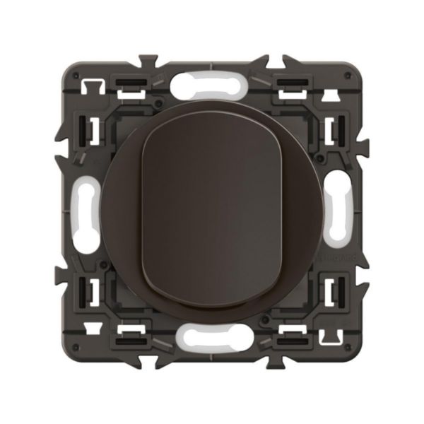 Poussoir lumineux 6A (voyant fourni) Céliane - Noir avec support, à équiper d'une plaque