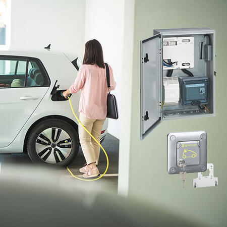 coffret comptage greenup femme recharge voiture parking collectif 540x540
