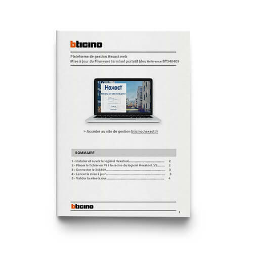 Outils Documentation professionnelle Hexact web : mise à jour Firmware du terminal de portatif bleu